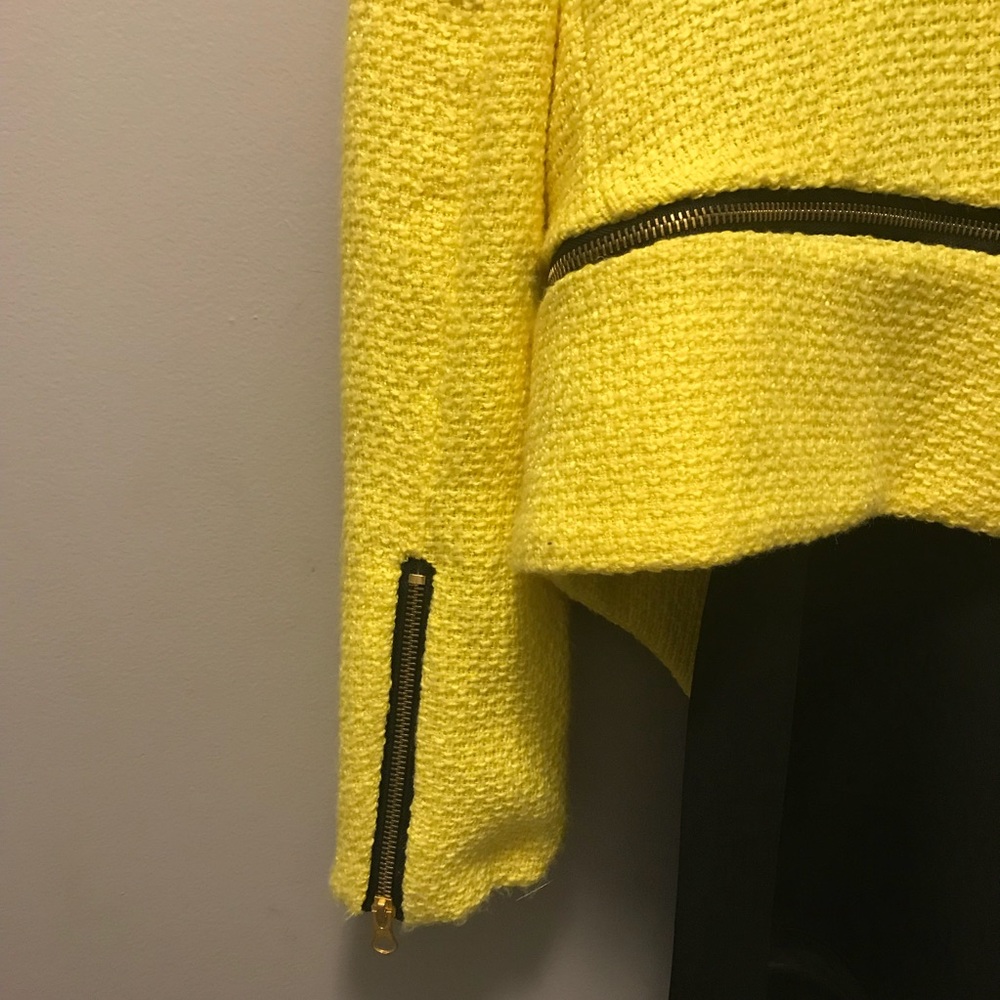 Zara fantasy tweed yellow zipper blazer - Picture 4 of 4